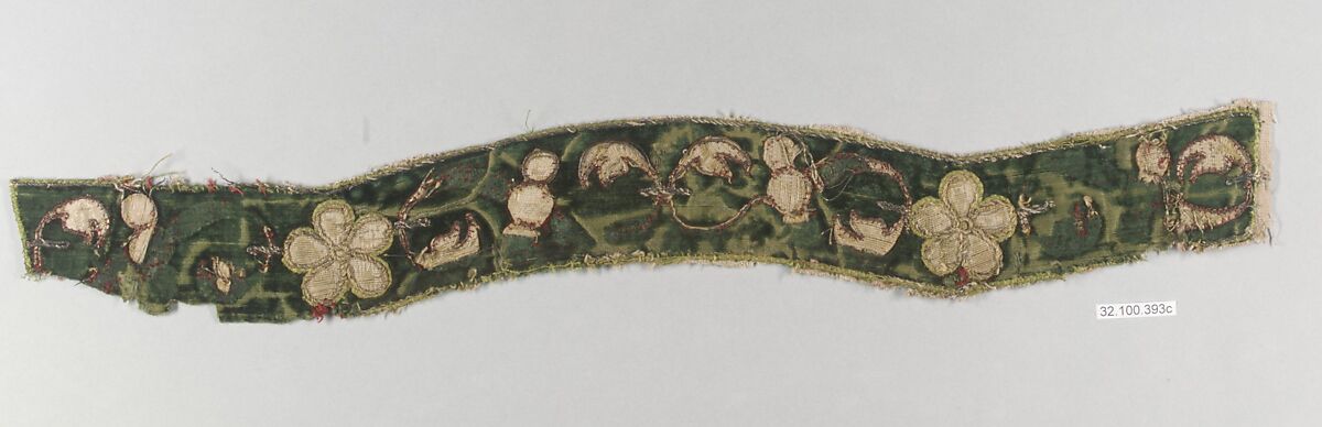 Border, Metal thread on silk velvet, possibly Italian