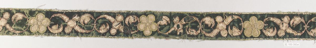 Border, Metal thread on silk velvet, possibly Italian