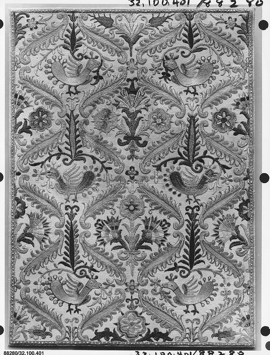 Half of a pillow cover, Linen and silk thread, Greek Islands, Crete