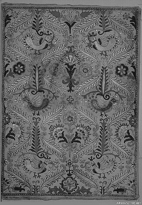 Half of a pillow cover, Linen and silk thread, Greek Islands, Crete