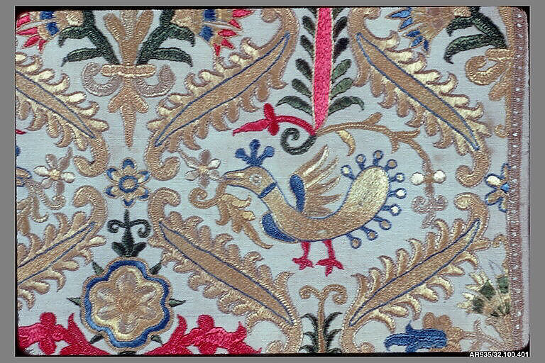 Half of a pillow cover, Linen and silk thread, Greek Islands, Crete 