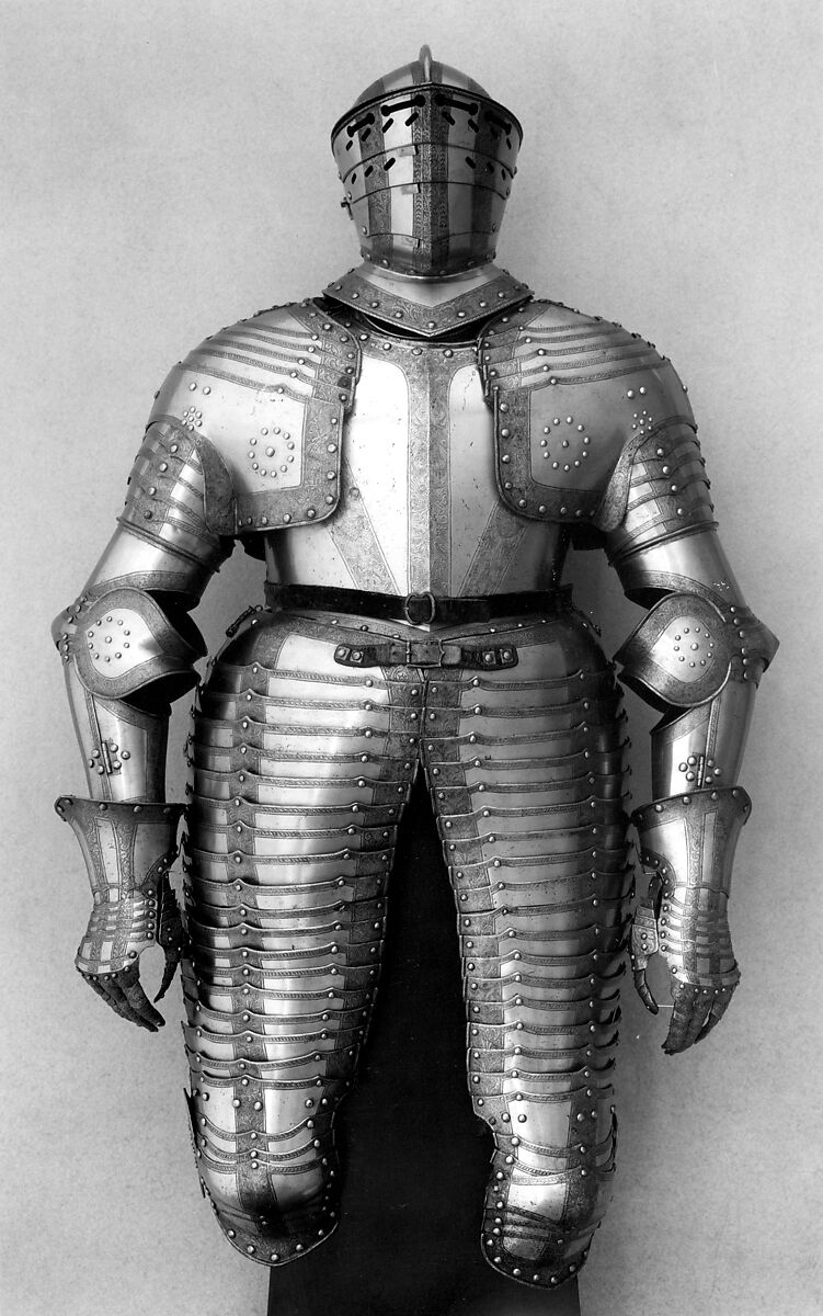 Cuirassier's Armor, Steel, gold, leather, possibly Dutch 