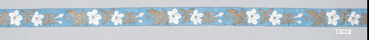 Ribbon, Silk and metal thread, British 