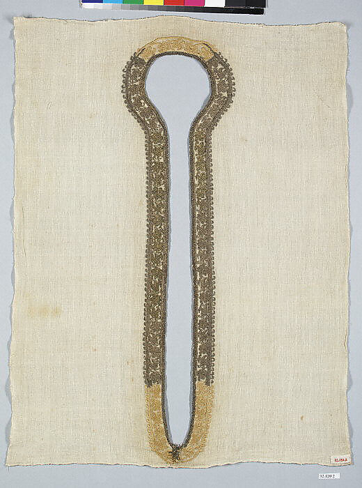 Collar, Cotton and metal thread, Greek 