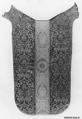 One strip of yellow and green lampas silk; possibly originally part of a chasuble