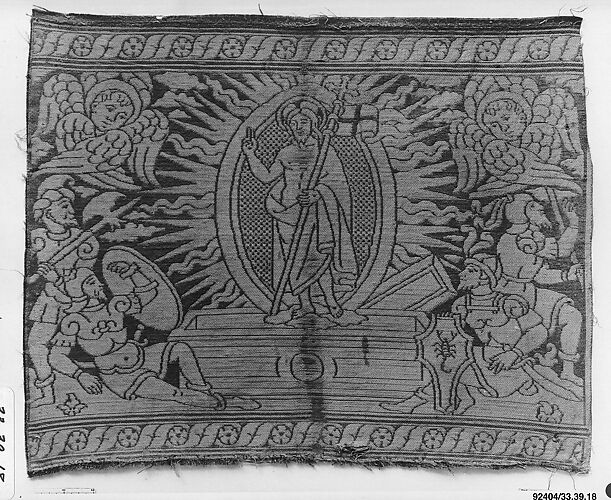 Apparel for a vestment woven with figurative design of the Resurrected Christ