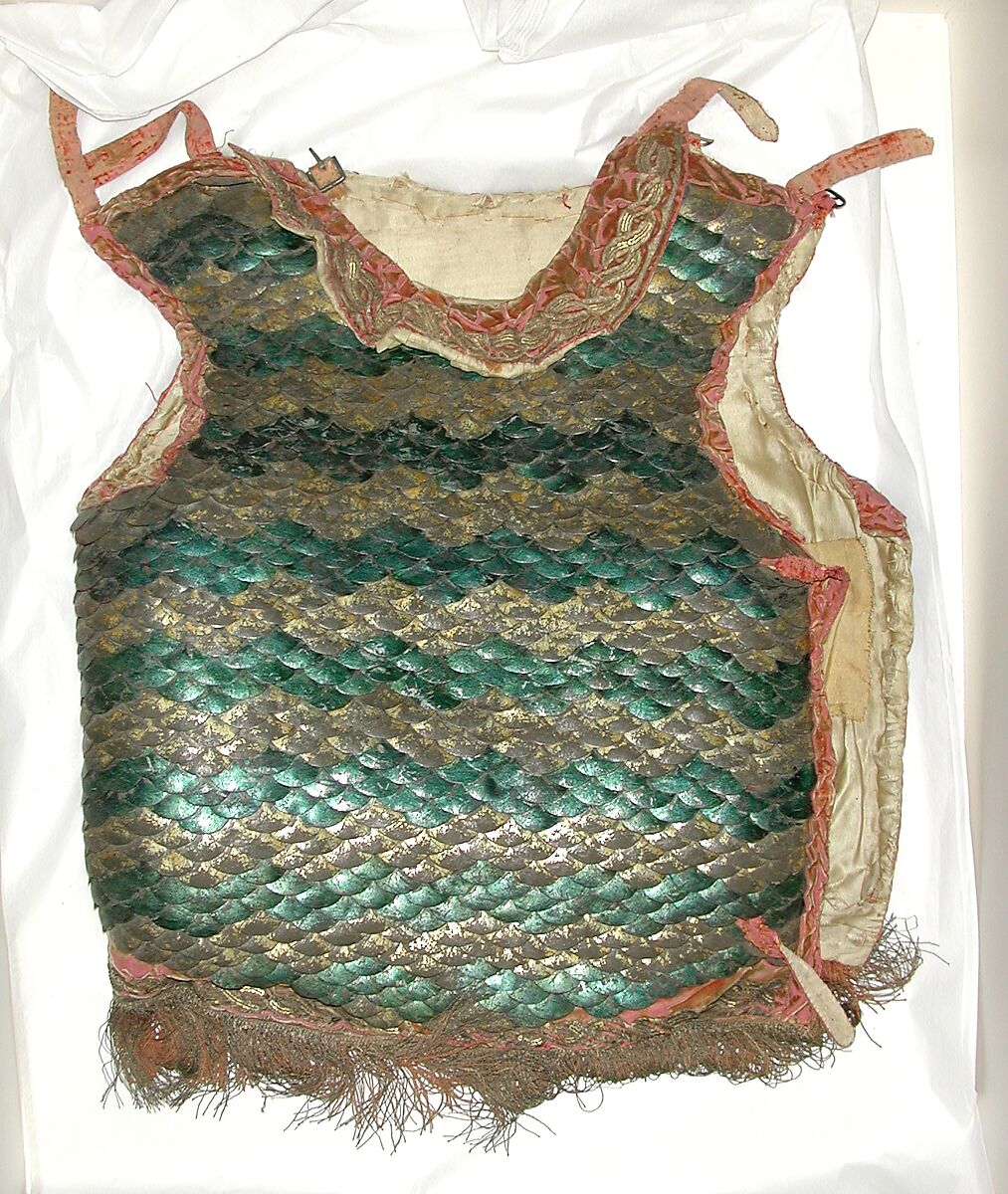 Scale Armor, Iron, tin, textile (hemp, velvet), pigment, gold, Chinese