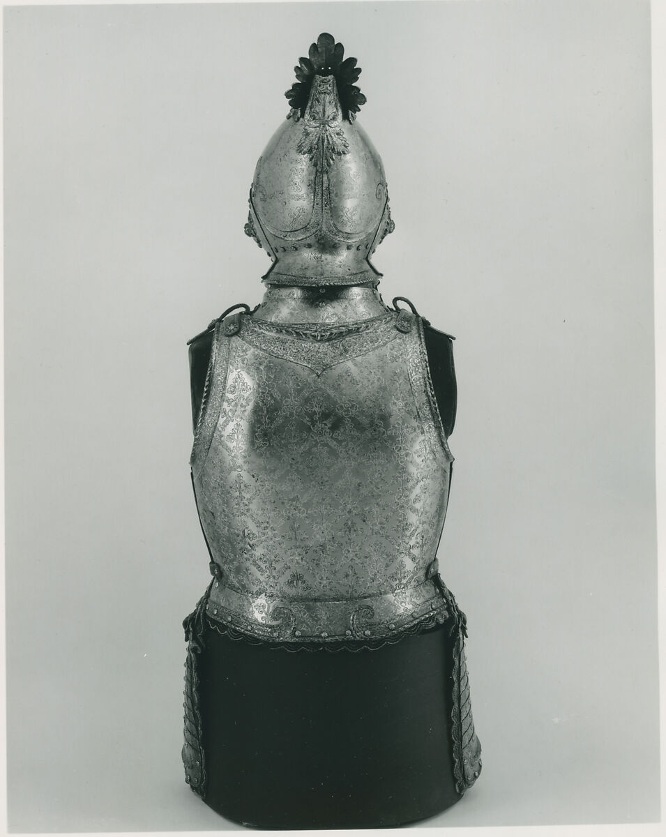 Armor of Giovanni Battista Bourbon del Monte (1541–1614), Steel, gold, textile, leather, Italian, possibly Brescia