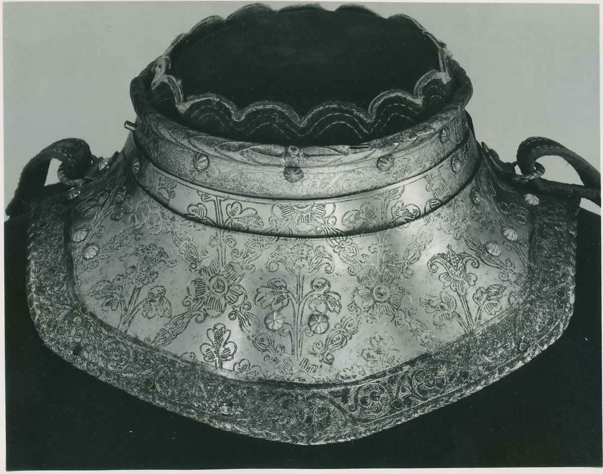 Armor of Giovanni Battista Bourbon del Monte (1541–1614), Steel, gold, textile, leather, Italian, possibly Brescia