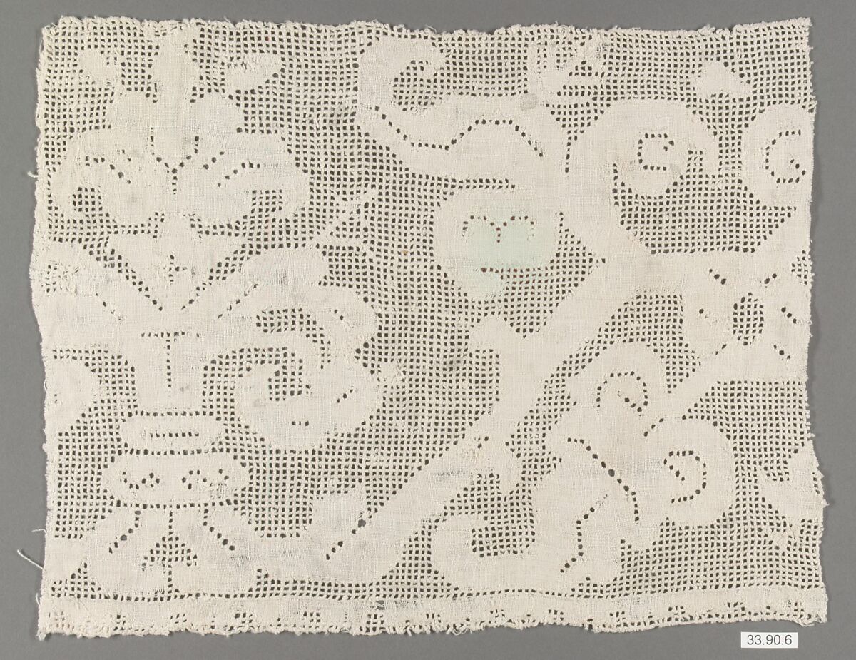 Fragment, Drawnwork, Italian, possibly Sicily