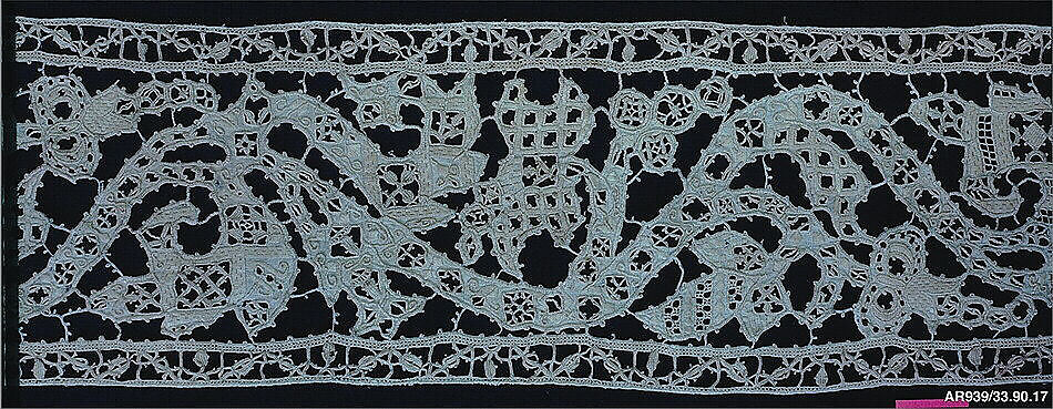 Border, Cutwork, punto in aria, linen, Italian 