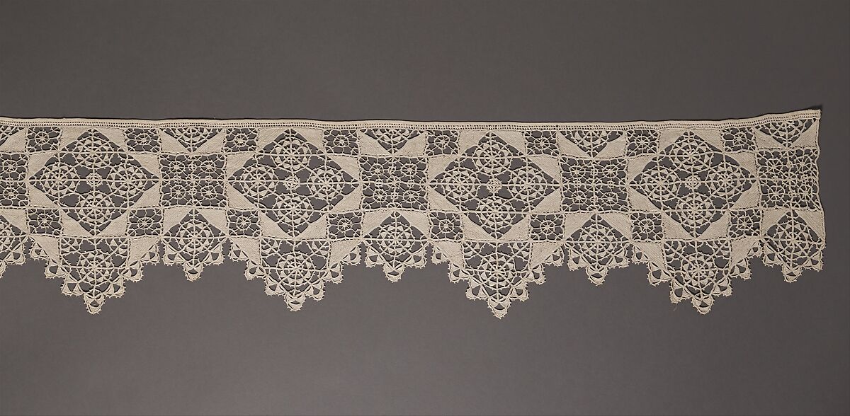 Edging, Cutwork, reticello, punto in aria, linen, Italian 