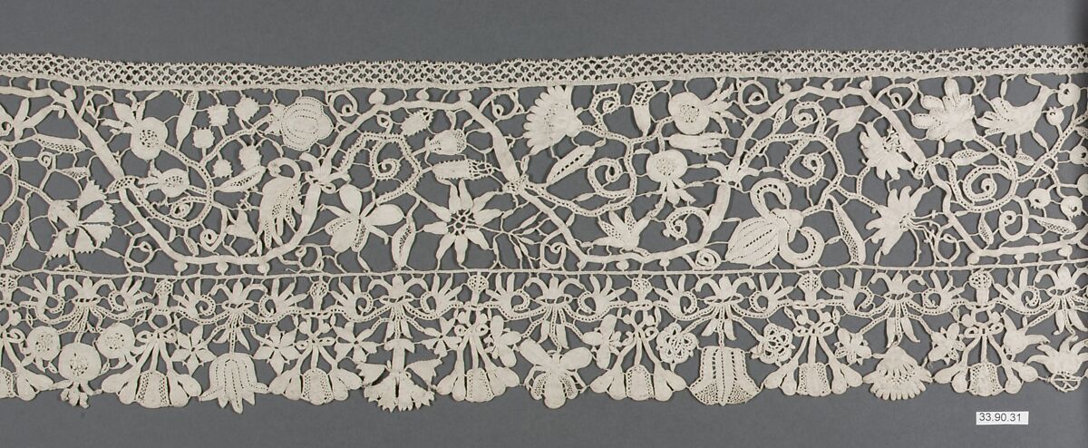 Flounce, Needle lace, Italian