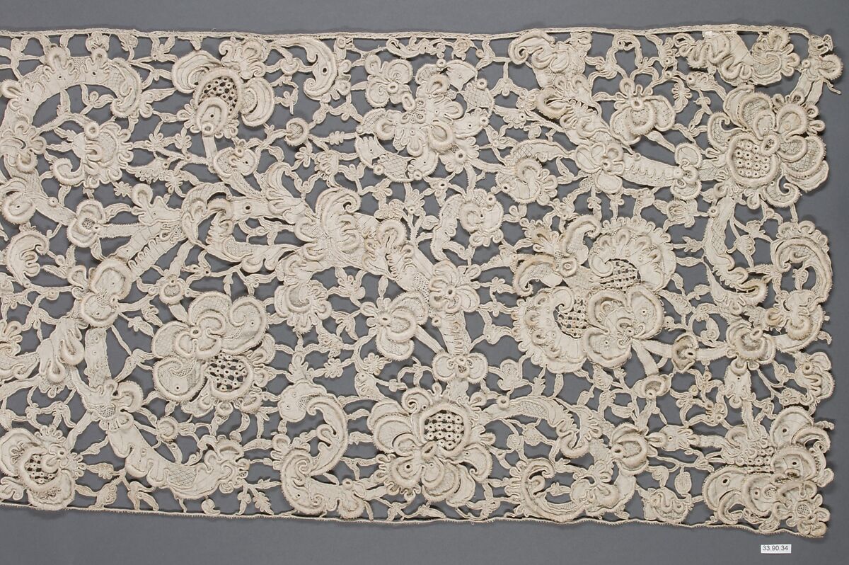 Border, Needle lace, gros point lace, Italian