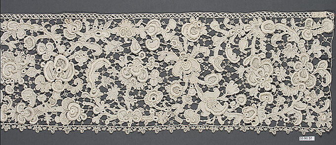 Border, Needle lace, gros point lace, Italian, Venice 