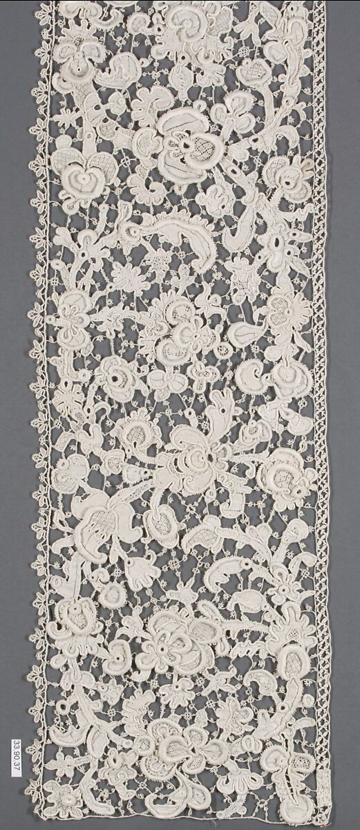 Border, Needle lace, gros point lace, Italian, Venice