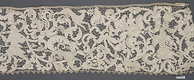 Border, Needle lace, Italian, Venice 