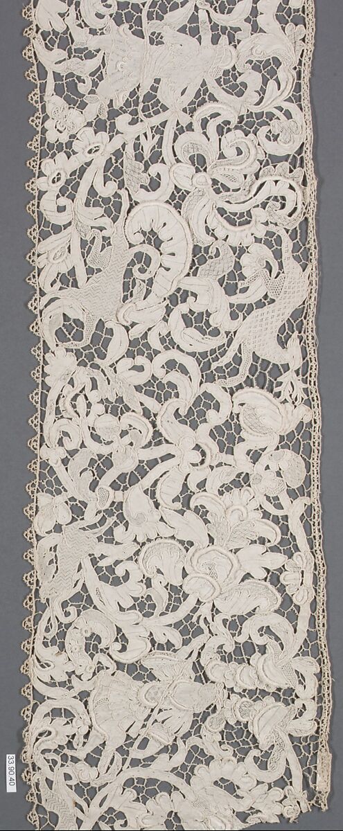 Border, Needle lace, Italian, Venice