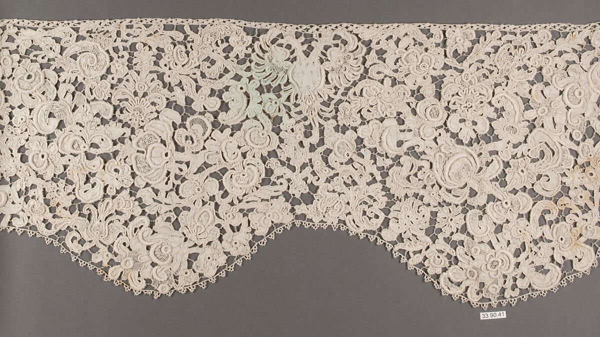 Border, Needle lace, gros point lace, Italian, Venice