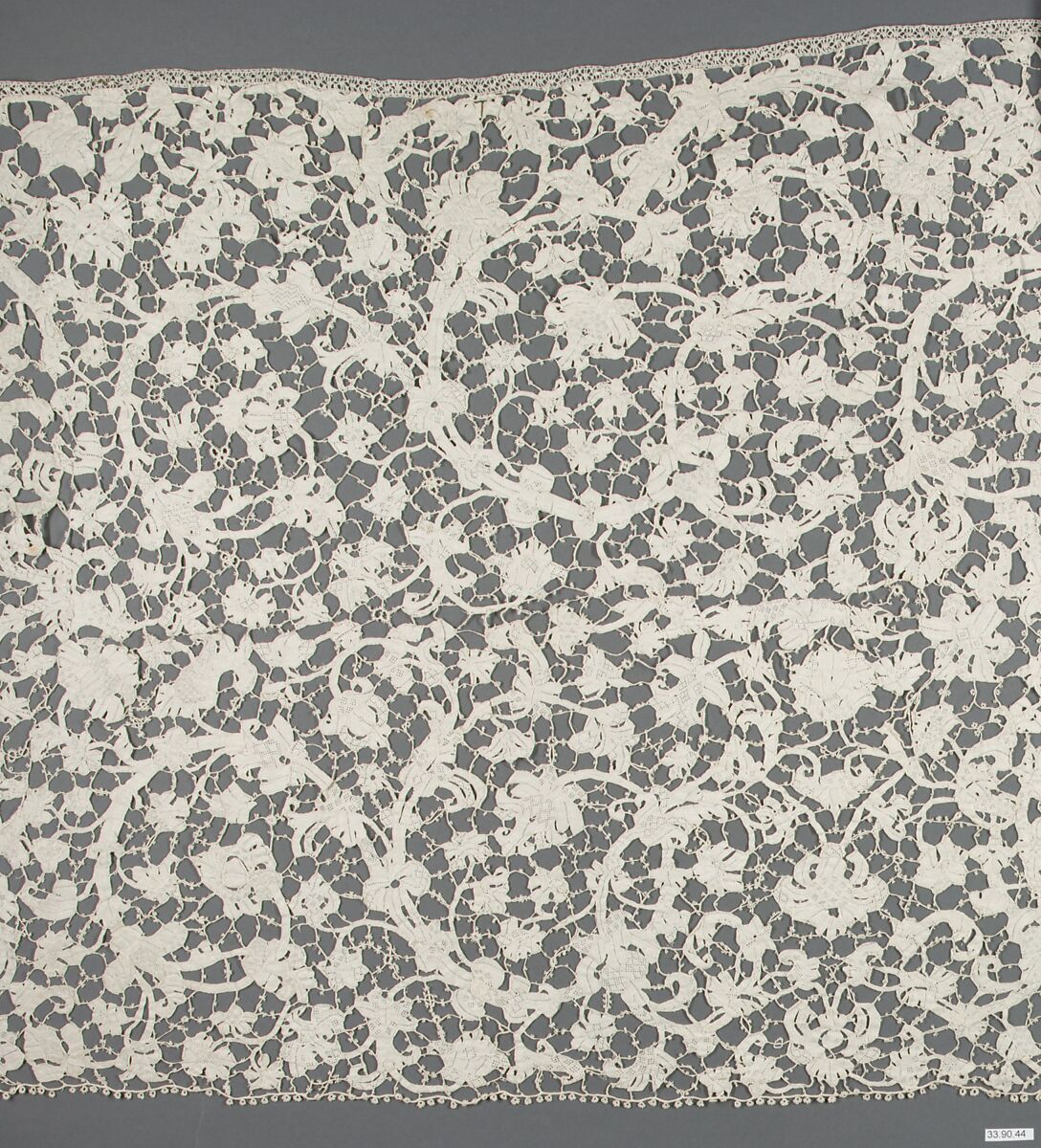 Flounce, Needle lace, Point plat, Italian, Venice