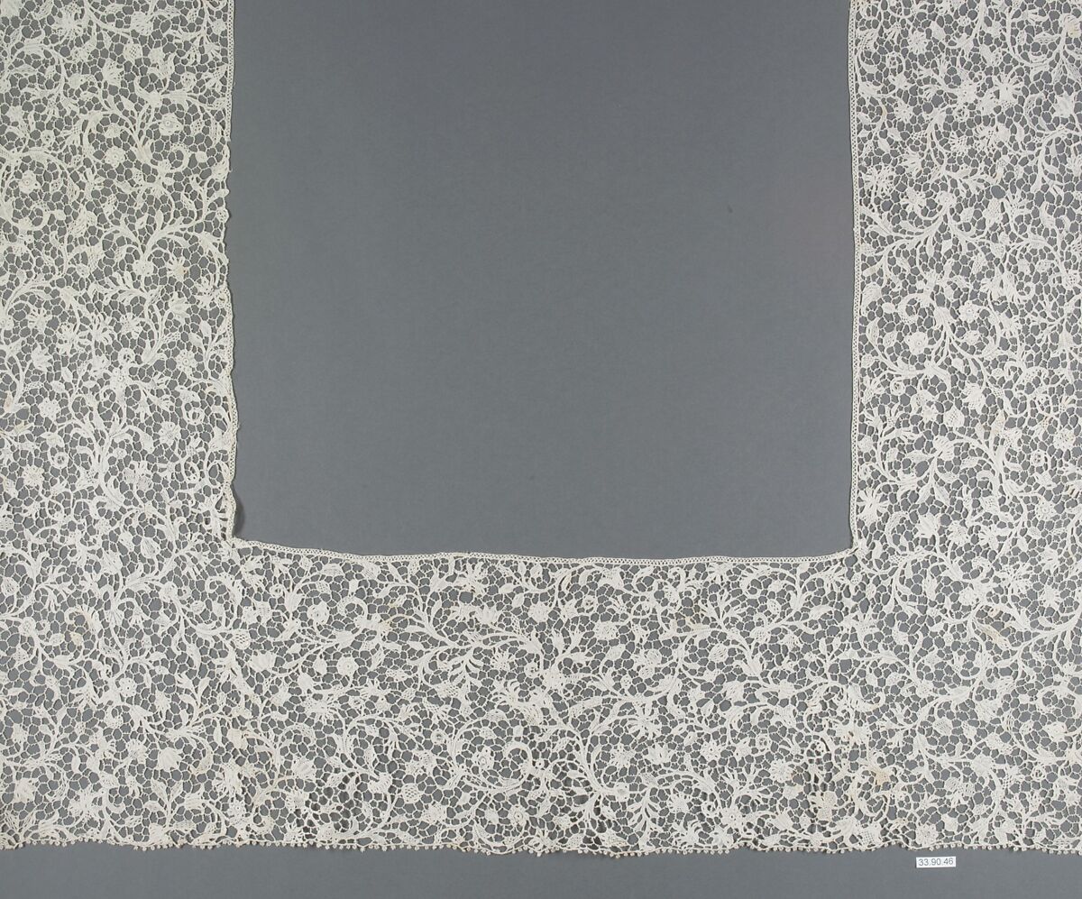 Border, Needle lace, Point plat, Italian, Venice