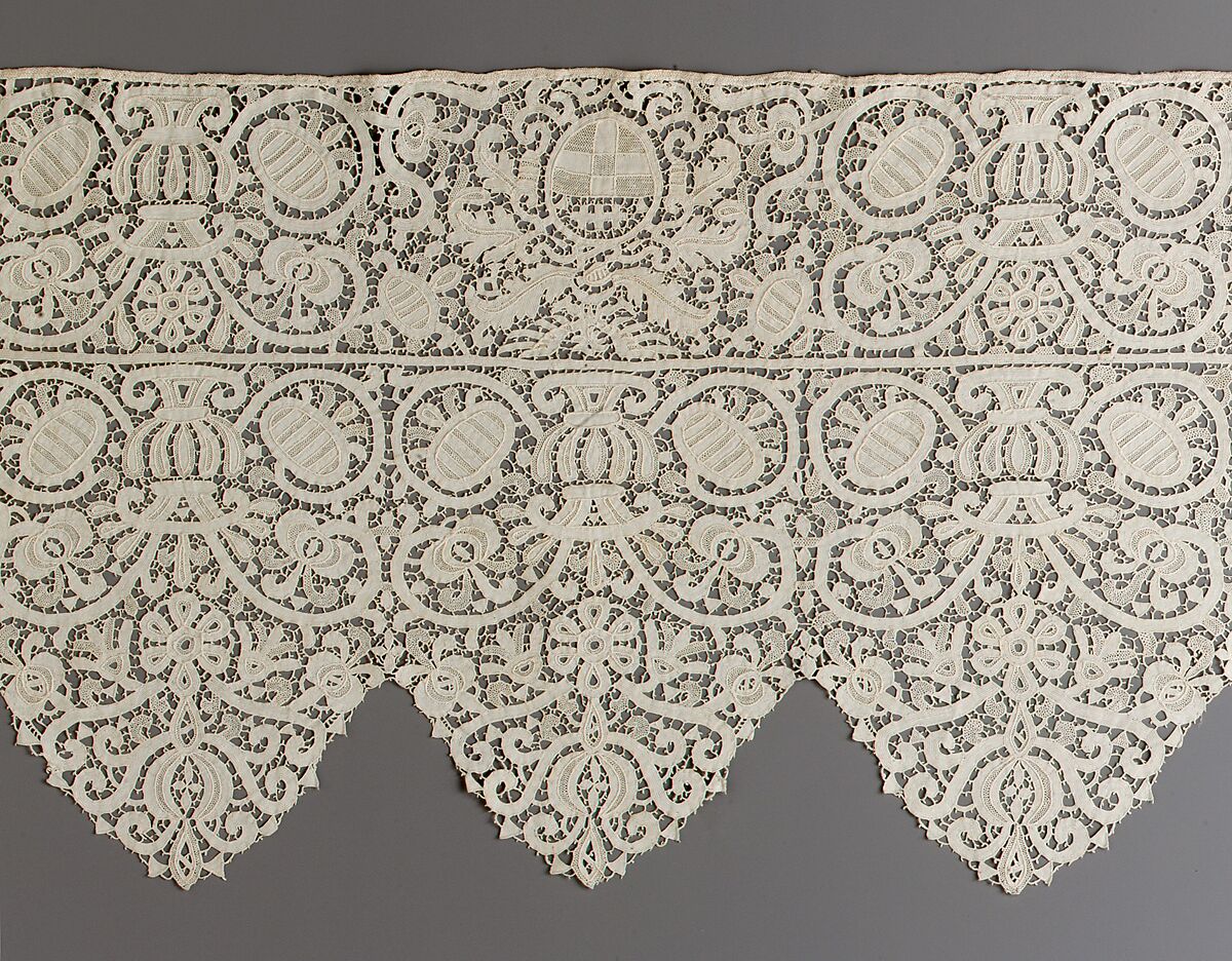 Flounce, Style of Bartolomeo Danieli (Italian, active Bologna and Siena 1610–1643), Needle lace, Italian
