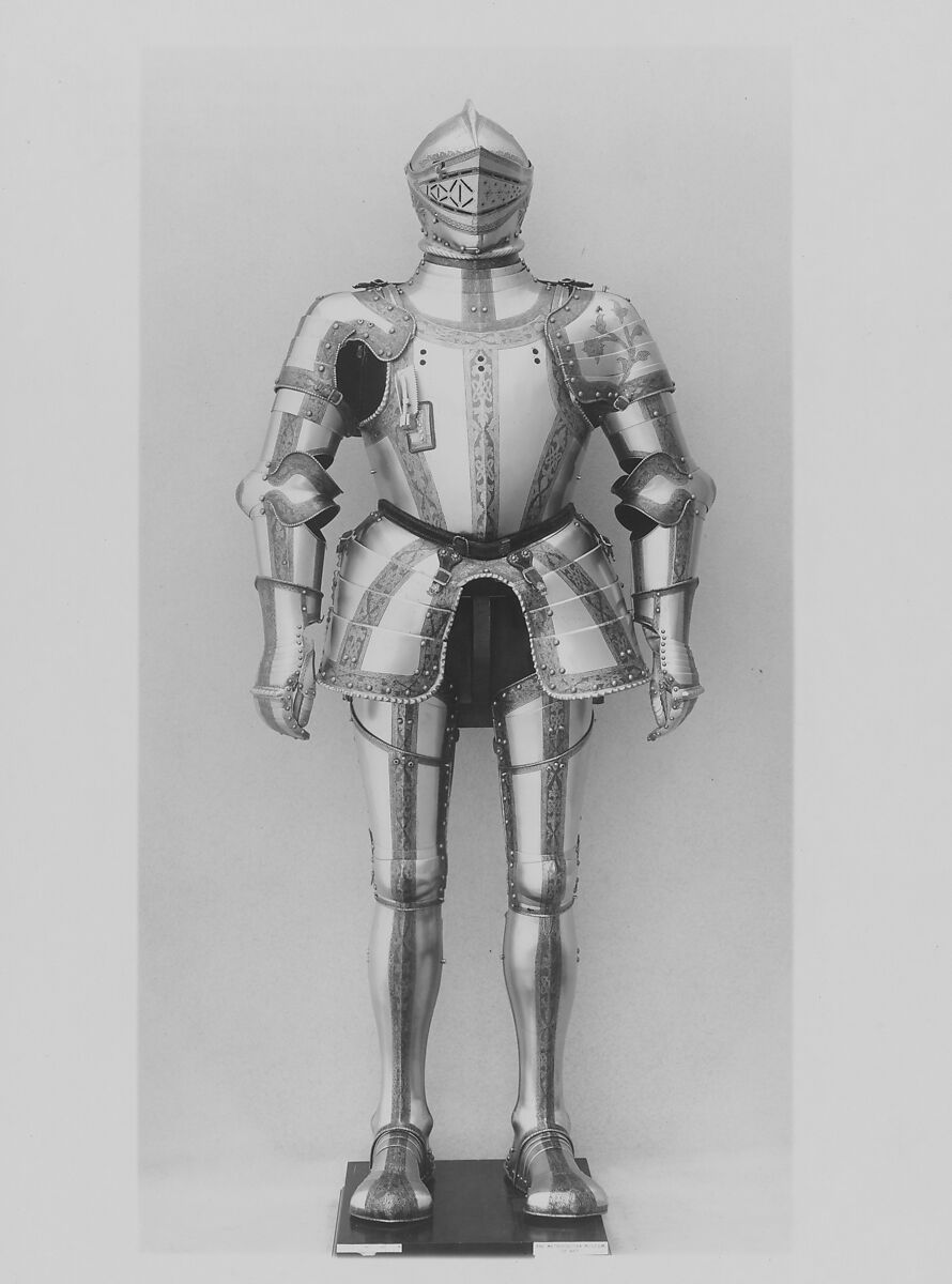 Armor, Steel, gold, velvet, German, Augsburg 