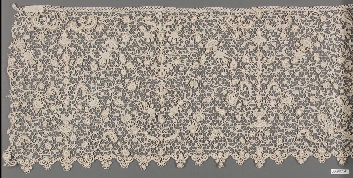 Flounce, Needle lace, Italian, Venice