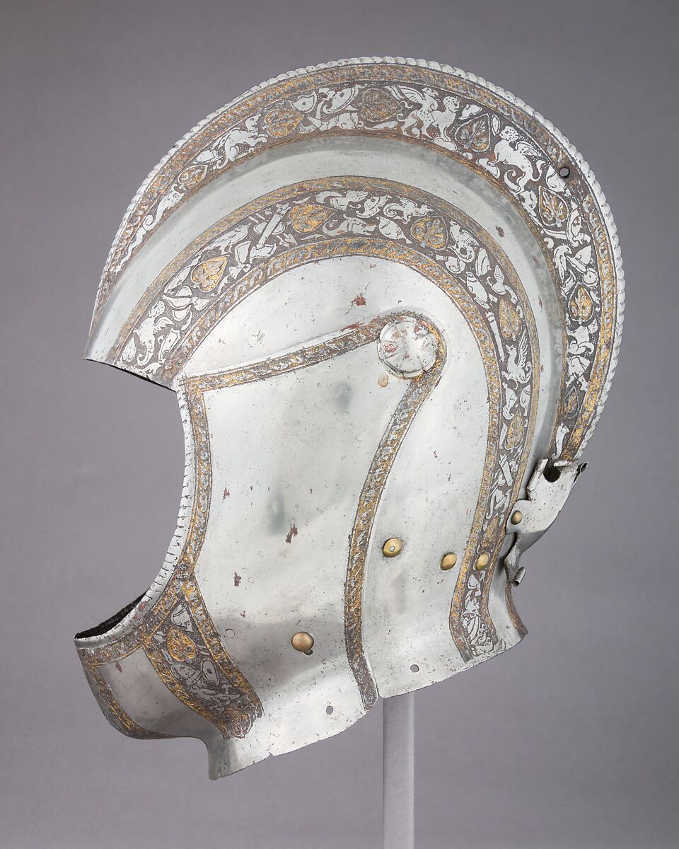 Armor, Steel, gold, leather, copper alloy, textile, Italian, probably Milan