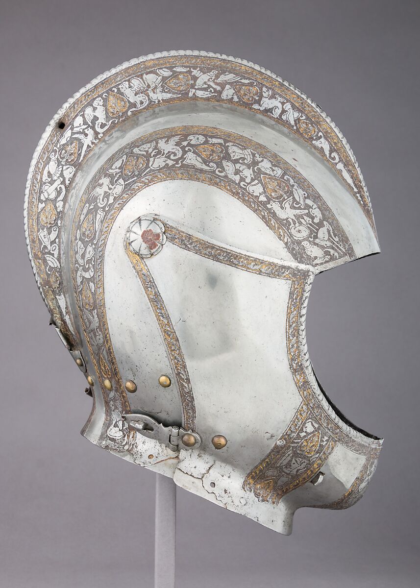 Armor, Steel, gold, leather, copper alloy, textile, Italian, probably Milan