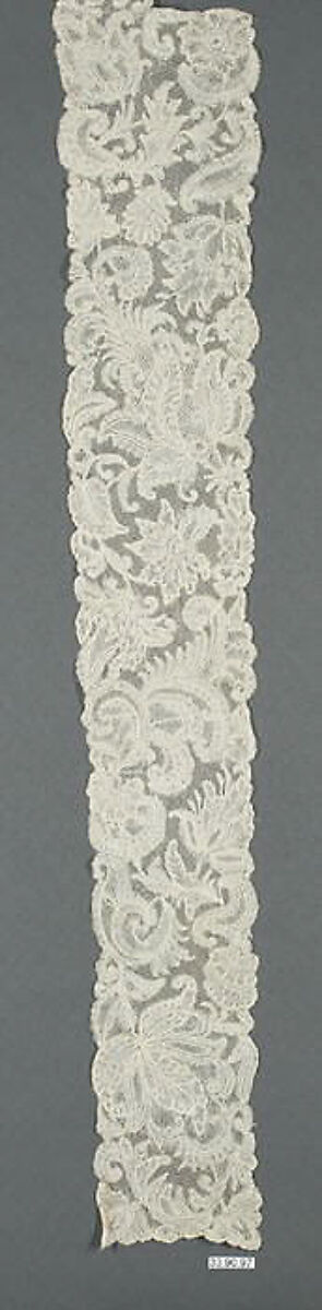 Lappets and cap edging, Bobbin lace, point d'Angleterre, Flemish, Brussels 