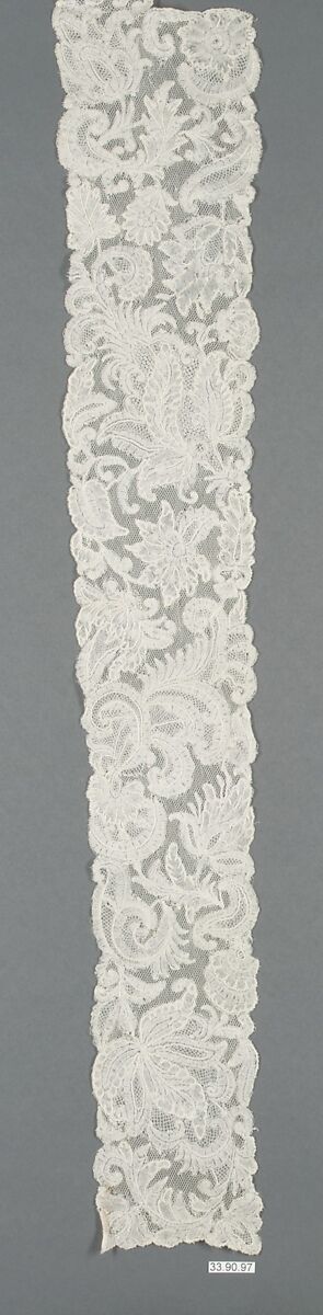 Lappets and cap edging, Bobbin lace, point d'Angleterre, Flemish, Brussels