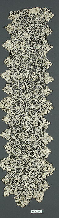 Lappet (one of a pair), Needle lace, French 