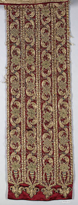 Fragment, Silk and metal thread on silk, Italian 