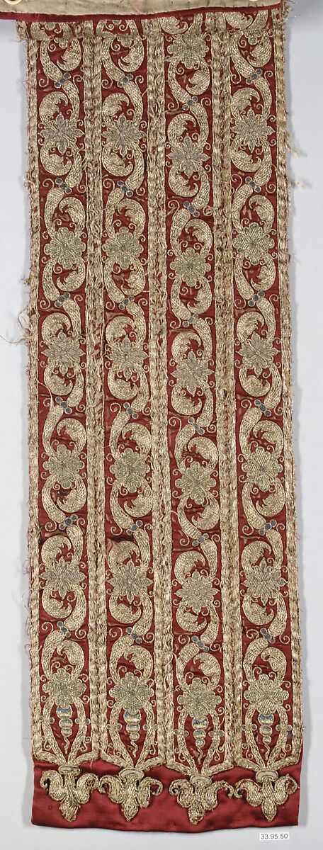 Fragment, Silk and metal thread on silk, Italian