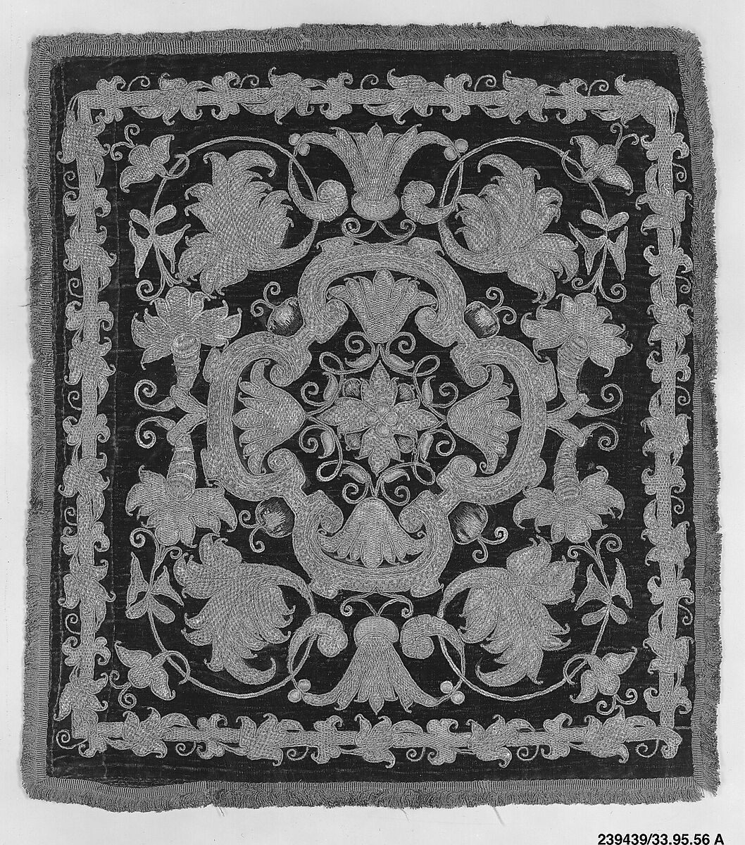 Apparel, Silk and metal thread on velvet, possibly Spanish