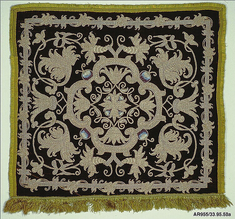 Apparel, Silk and metal thread on velvet, possibly Spanish 