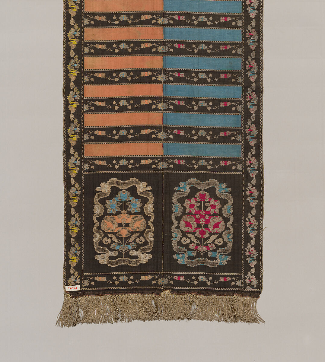 Sash, Silk and metal thread (modern fringe), Polish, Sluck