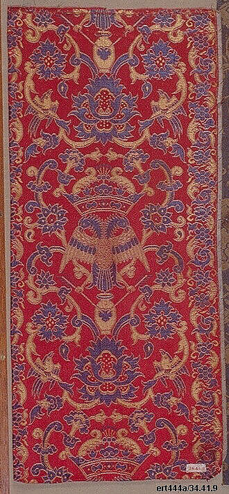 Piece, Silk and metal thread, Chinese, Macao, for Iberian market