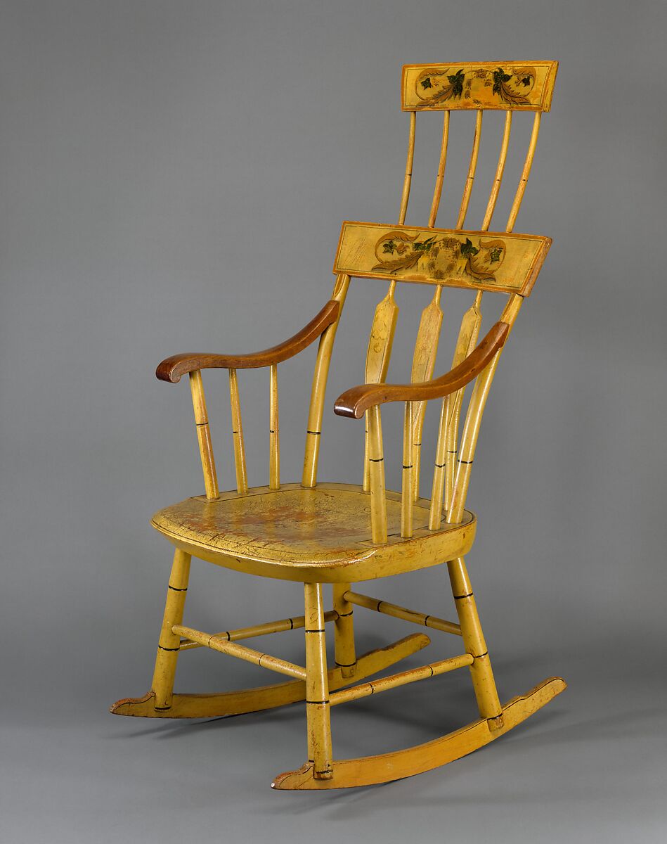 Rocking Chair, Hudson and Brooks (active ca. 1823), Maple, pine, mahogany, American