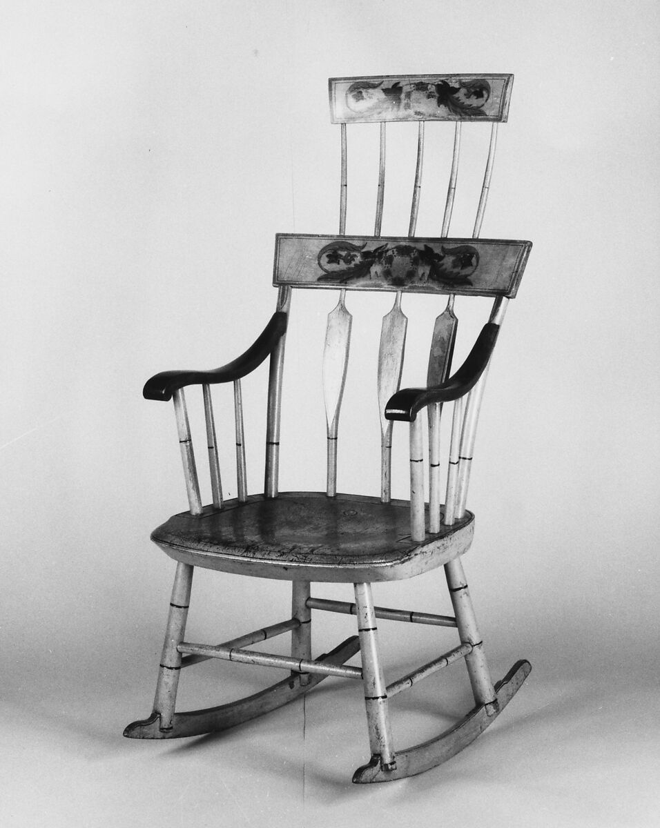 Rocking Chair, Hudson and Brooks (active ca. 1823), Maple, pine, mahogany, American