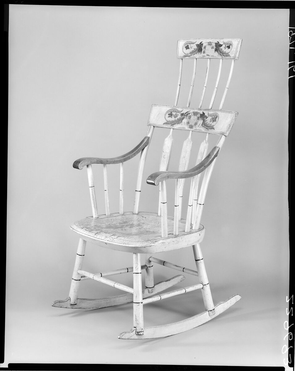 Rocking Chair, Hudson and Brooks (active ca. 1823), Maple, pine, mahogany, American