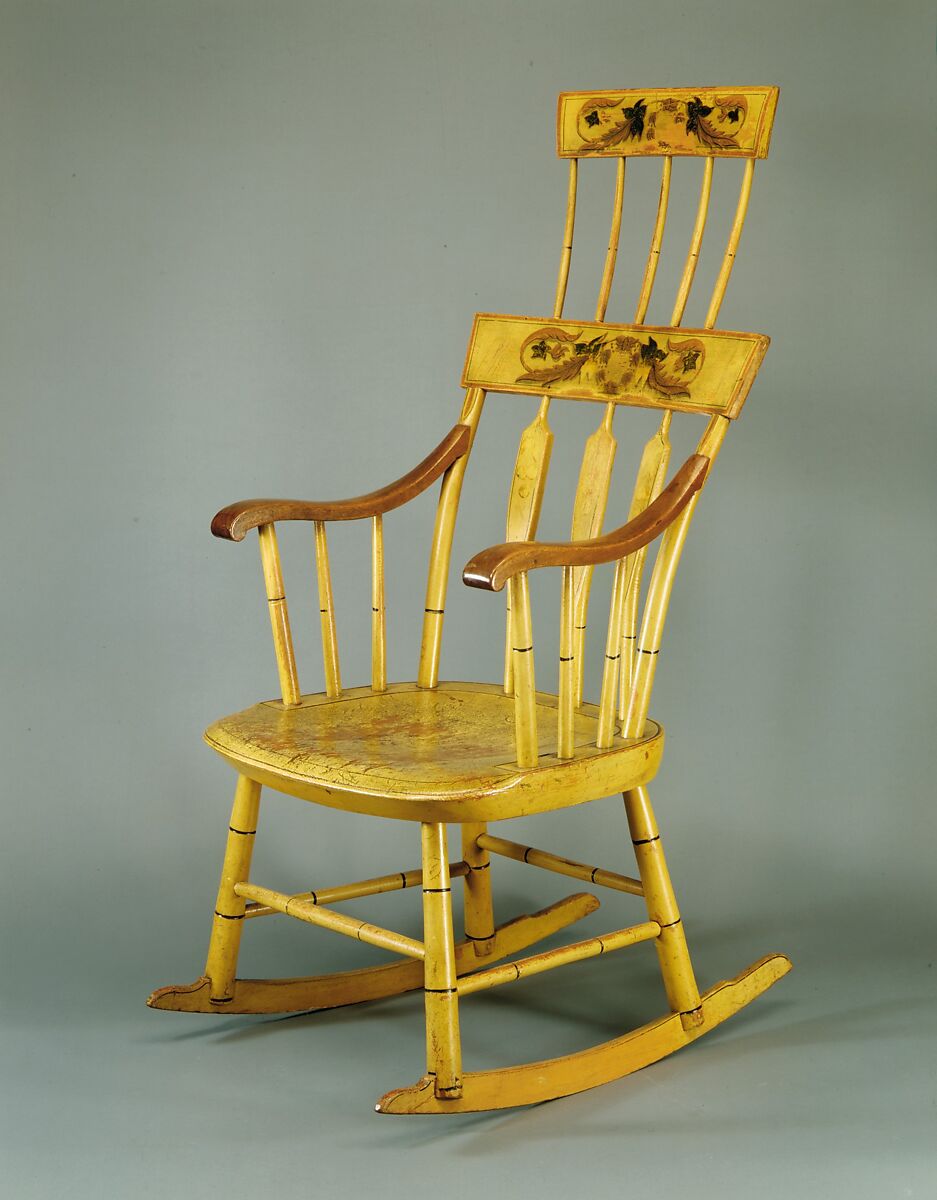 Rocking Chair, Hudson and Brooks (active ca. 1823), Maple, pine, mahogany, American 