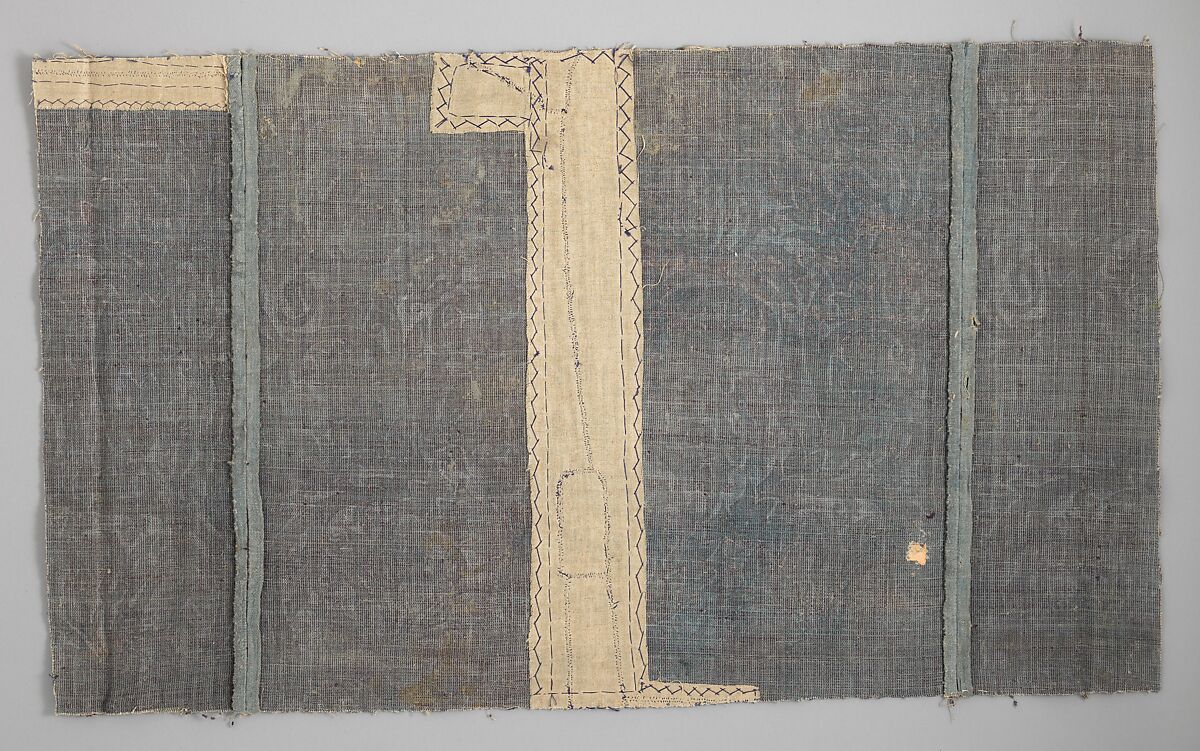 Fragment with Sempervivum tectorum motif, Wool, bast fiber, Flemish or French