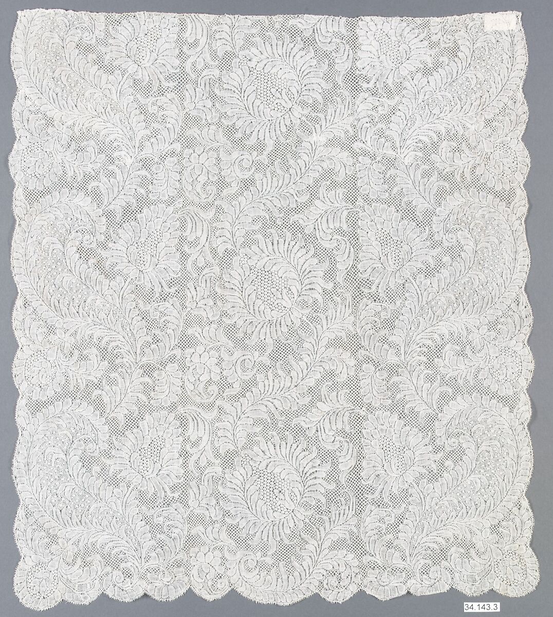 Cravat (one of a pair), Bobbin lace, French 