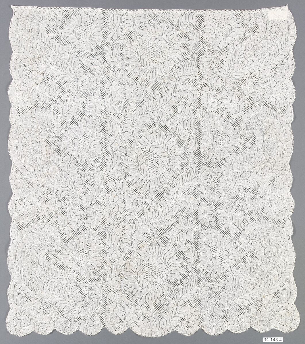 Cravat (one of a pair), Bobbin lace, French 