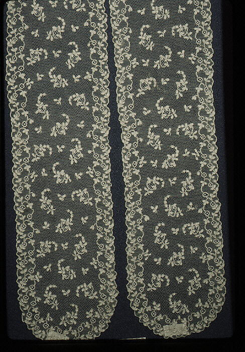 Lappet (one of a pair), Needle lace, point d’Alençon, French 