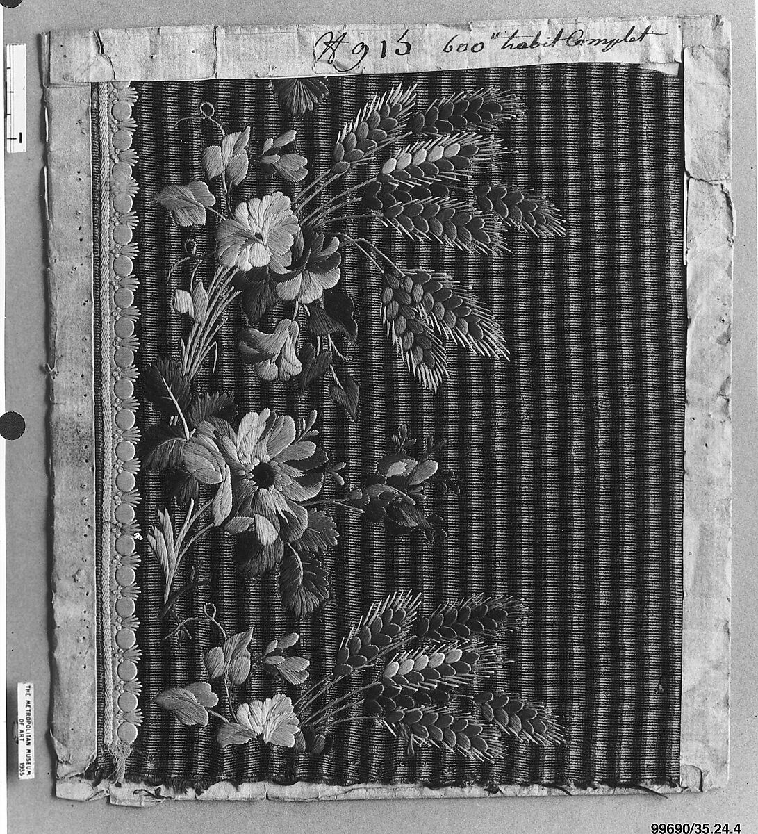 Sample, Style of Jean François Bony (French, Givors 1760–1825 Paris), Silk on wool, French, Lyons