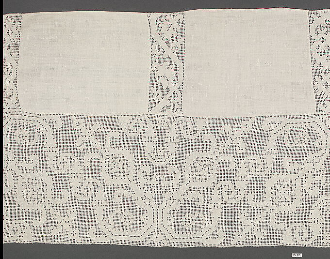 Border, Linen, drawnwork, Italian 