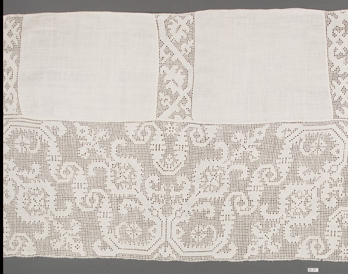 Border, Linen, drawnwork, Italian